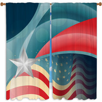 American Flag Vector Window Curtains 42690289