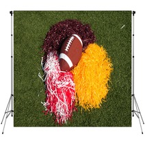 American Football And Pom Poms On Field Backdrops 25094382