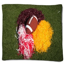 American Football And Pom Poms On Field Blankets 25094382