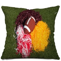 American Football And Pom Poms On Field Pillows 25094382
