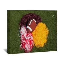 American Football And Pom Poms On Field Wall Art 25094382