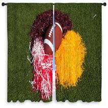 American Football And Pom Poms On Field Window Curtains 25094382