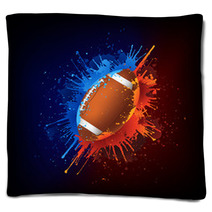 American Football Ball In Paint Blankets 34706606