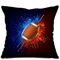American Football Ball In Paint Pillows 34706606