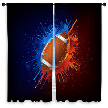 American Football Ball In Paint Window Curtains 34706606