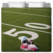 American Football, Helmet And Pom Poms On Field Bedding 25093547