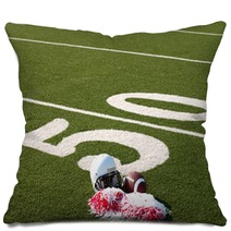 American Football, Helmet And Pom Poms On Field Pillows 25093547