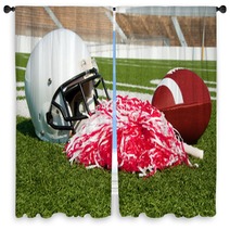 American Football, Helmet, And Pom Poms Window Curtains 32446239