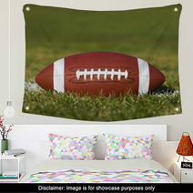 American Football On The Field With Green Grass Wall Art 55964905
