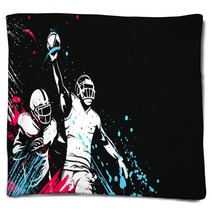American Football Player Quarterback Isolated On White Super Bowl Sport Theme Vector Illustration Blankets 291315916