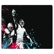 American Football Player Quarterback Isolated On White Super Bowl Sport Theme Vector Illustration Rugs 291315916