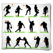 American Football Silhouettes Set Blankets 30760887