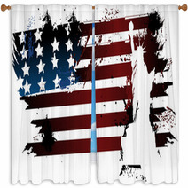 American Grunge Flag Window Curtains 61185389