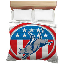 American Rodeo Bull Riding Circle Cartoon Bedding 68224685