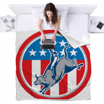 American Rodeo Bull Riding Circle Cartoon Blankets 68224685