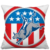 American Rodeo Bull Riding Circle Cartoon Pillows 68224685