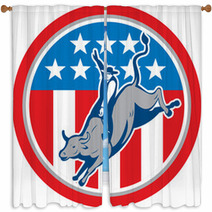 American Rodeo Bull Riding Circle Cartoon Window Curtains 68224685