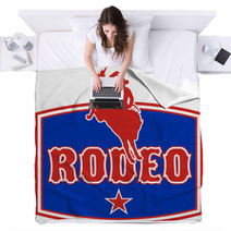 American Rodeo Cowboy Bucking Bronco Shield Blankets 27479605