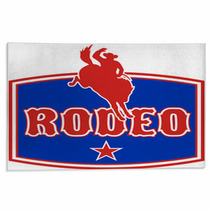American Rodeo Cowboy Bucking Bronco Shield Rugs 27479605