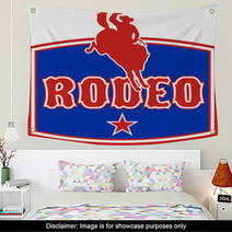 American Rodeo Cowboy Bucking Bronco Shield Wall Art 27479605