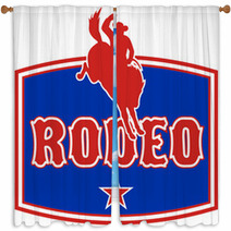 American Rodeo Cowboy Bucking Bronco Shield Window Curtains 27479605