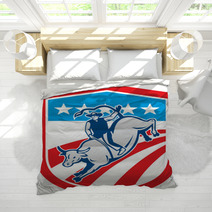 American Rodeo Cowboy Bull Riding Shield Retro Bedding 68186397