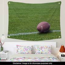 American Rugby Ball On The Grass Wall Art 55617488