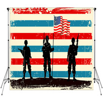 American Soldier Standing With American Flag Backdrops 42739909