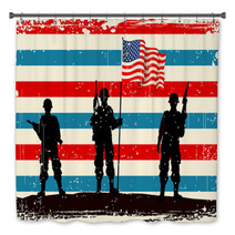 American Soldier Standing With American Flag Bath Decor 42739909