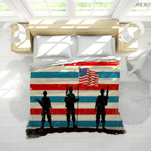 American Soldier Standing With American Flag Bedding 42739909