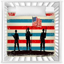 American Soldier Standing With American Flag Nursery Decor 42739909