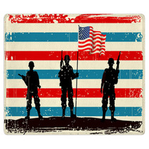 American Soldier Standing With American Flag Rugs 42739909