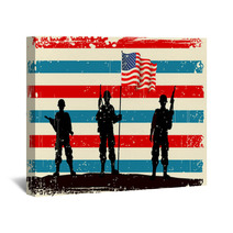 American Soldier Standing With American Flag Wall Art 42739909
