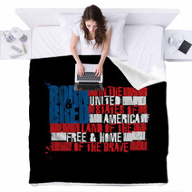 American Text Flag Land Of The Free Home Of The Brave Positive Blankets 206668218