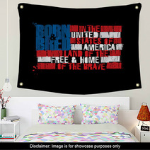 American Text Flag Land Of The Free Home Of The Brave Positive Wall Art 206668218