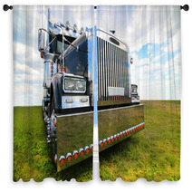American Truck In Field Window Curtains 43144377