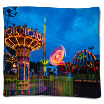 Amusement Park In The Evening Blankets 65864446