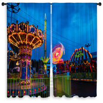 Amusement Park In The Evening Window Curtains 65864446