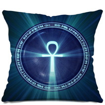 An Egyptian Ankh Icon Illuminated From Behind. Pillows 4627961