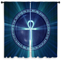 An Egyptian Ankh Icon Illuminated From Behind. Window Curtains 4627961