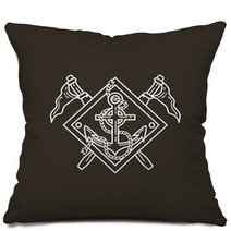 Anchor Line Logo Vector Pillows 111005237