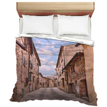 Ancient Alley In Volterra, Tuscany, Italy Bedding 67997054