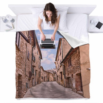 Ancient Alley In Volterra, Tuscany, Italy Blankets 67997054