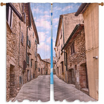 Ancient Alley In Volterra, Tuscany, Italy Window Curtains 67997054