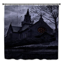 Ancient Frightening Church In Twilight Bath Decor 57794947
