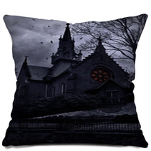 Ancient Frightening Church In Twilight Pillows 57794947