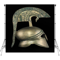 Ancient Greek Helmet Replica On Black Background Backdrops 47804924