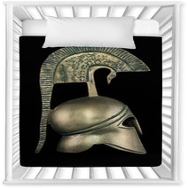 Ancient Greek Helmet Replica On Black Background Nursery Decor 47804924