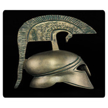 Ancient Greek Helmet Replica On Black Background Rugs 47804924