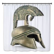Ancient Greek Helmet Replica On White Background Bath Decor 47804930